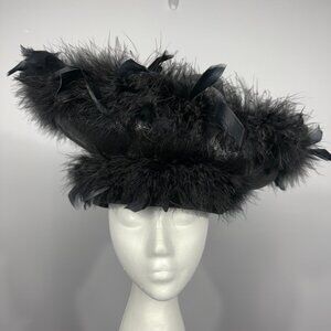 Elegant Black Straw and Feathers hat.